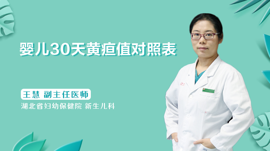 婴儿30天黄疸值对照表