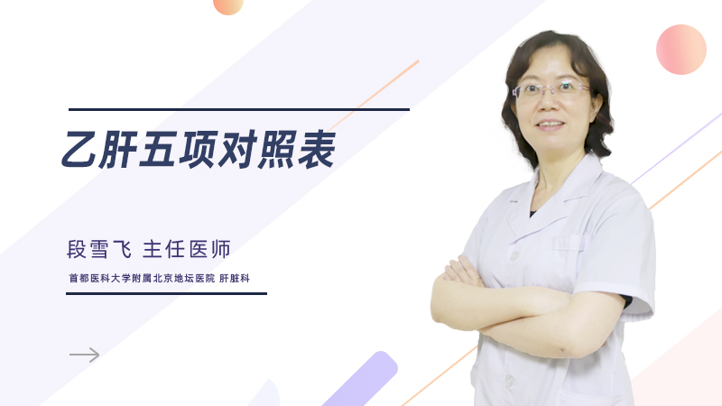 乙肝五项对照表