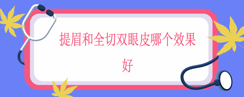 提眉和全切双眼皮哪个效果好